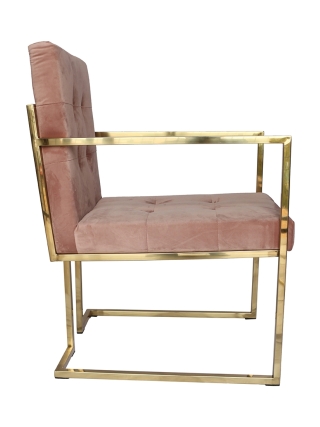 Siena Eetkamerstoel - Roze, Goud