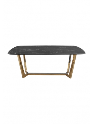Haarlem Eettafel - Goud, Zwart Marmerlook