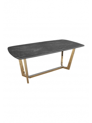 Haarlem Eettafel - Goud, Zwart Marmerlook
