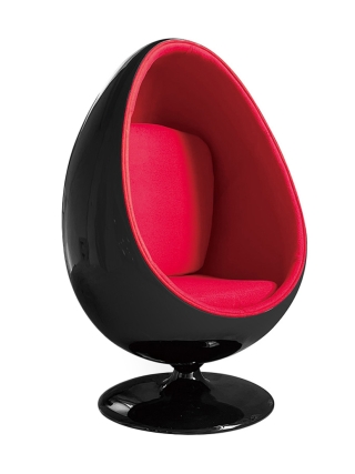 York - Egg Loungestoel - Zwart, Rood