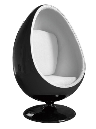 York - Egg Loungestoel - Zwart, Wit