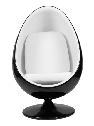 York - Egg Loungestoel - Zwart, Wit