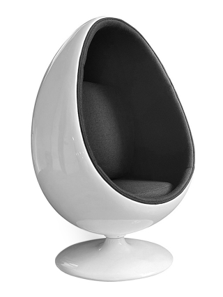 York - Egg Loungestoel - Wit, Zwart