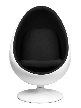 York - Egg Loungestoel - Wit, Zwart