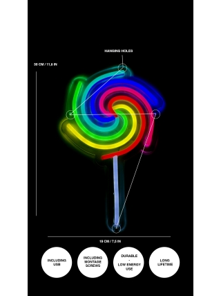 Rainbow Lollipop - LED Neon Sign