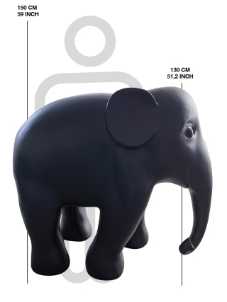 Fyberglass Sculptuur - Olifant - Zwart