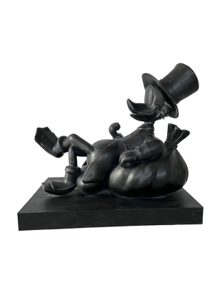 Fyberglass Sculptuur - Eend met Geld Stripfiguur - Zwart