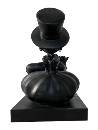 Fyberglass Sculptuur - Eend met Geld Stripfiguur - Zwart
