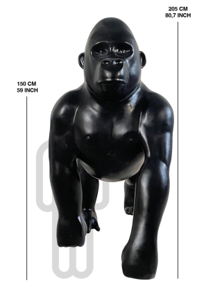 Fyberglass Sculptuur - Gorilla - Zwart