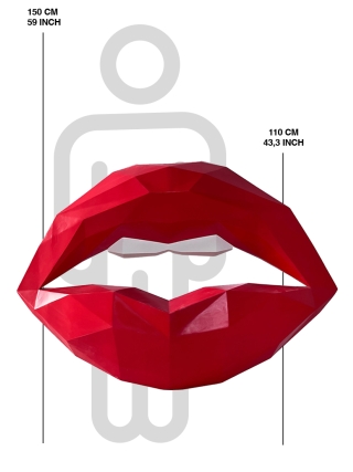 Fyberglass Sculptuur - Lippen - Rood, Wit