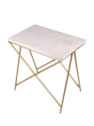 Briggs Bijzettafel - Goud, Wit Marmerlook