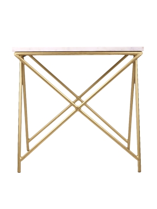 Briggs Bijzettafel - Goud, Wit Marmerlook