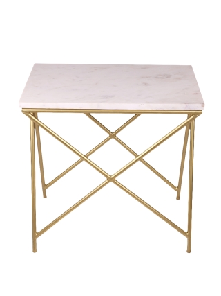 Briggs Bijzettafel - Goud, Wit Marmerlook