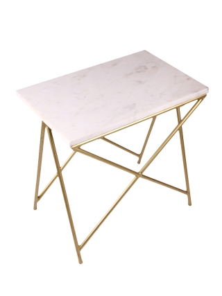Briggs Bijzettafel - Goud, Wit Marmerlook