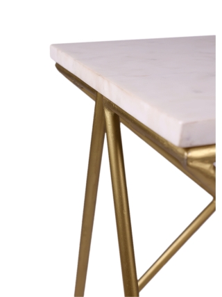 Briggs Bijzettafel - Goud, Wit Marmerlook