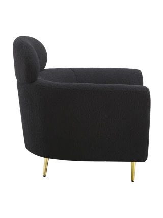 Orleans Teddystof Loungestoel - Zwart