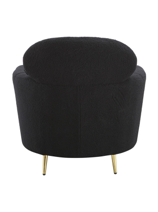 Orleans Teddystof Loungestoel - Zwart