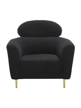Orleans Teddystof Loungestoel - Zwart