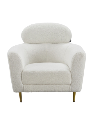 Orleans Teddystof Loungestoel - Wit
