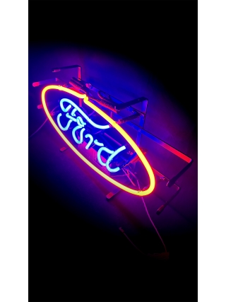 Auto Ford Logo - Glas Neon Sign - Rood, Blauw