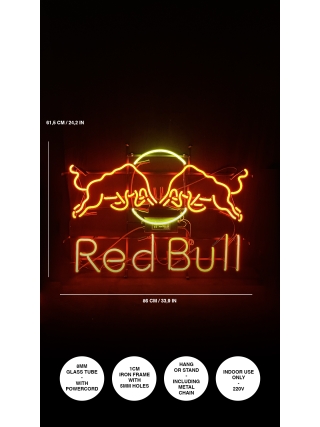 Red Bull Logo - Glas Neon Sign - Rood