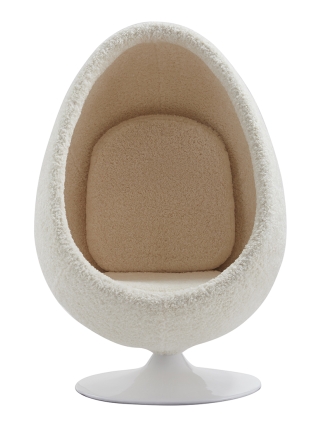 York - Egg Loungestoel - Beige, Wit