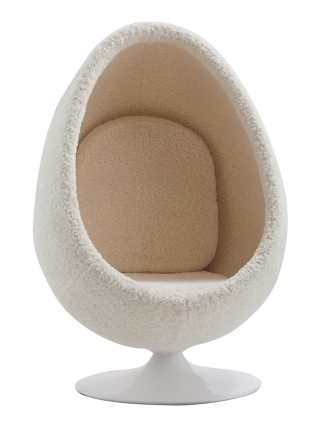 York - Egg Loungestoel - Beige, Wit