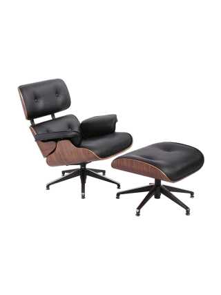 San Fransisco  Loungestoel met Voetenbank - Zwart, Bruin