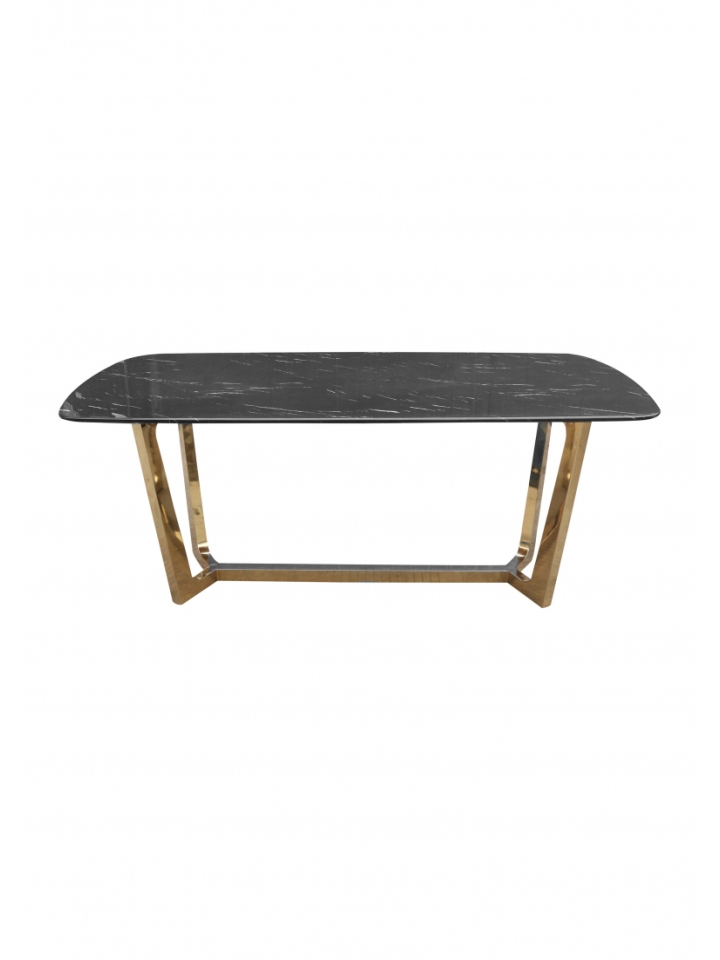 Haarlem Eettafel - Goud, Zwart Marmerlook