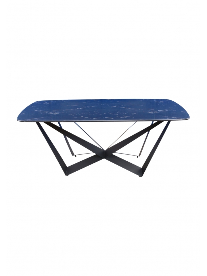 Gouda Eettafel - Zwart, Blauw Marmerlook