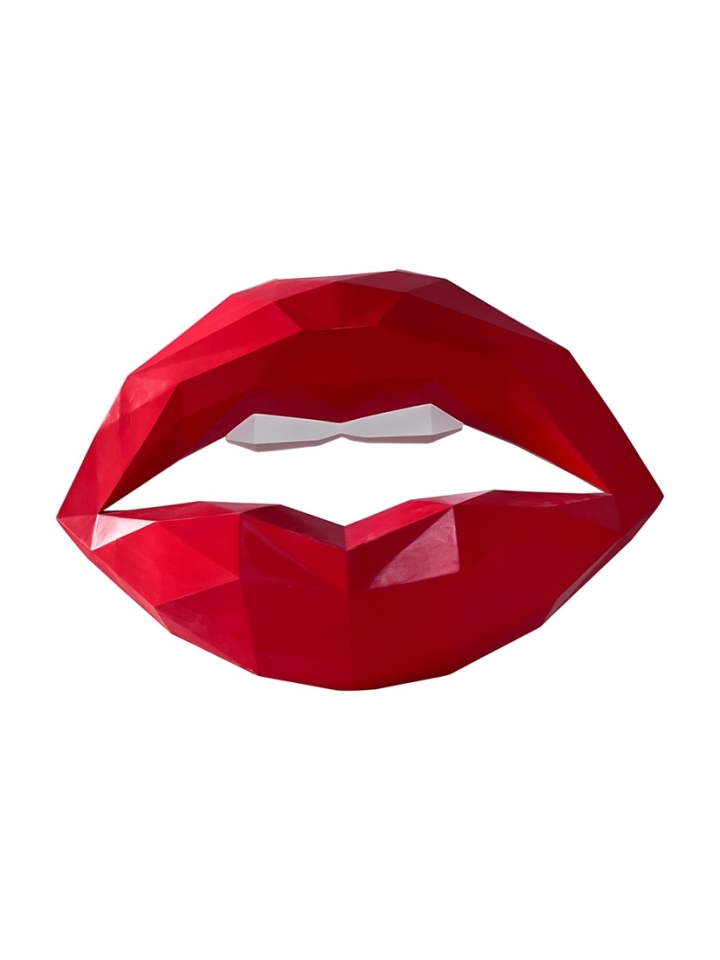 Fyberglass Sculptuur - Lippen - Rood, Wit