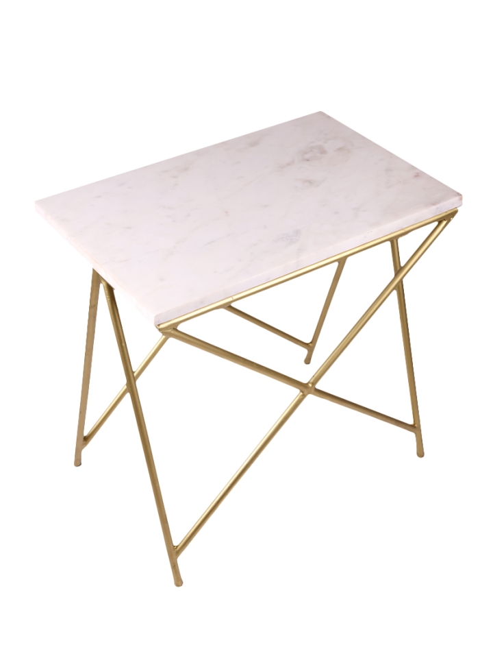 Briggs Bijzettafel - Goud, Wit Marmerlook