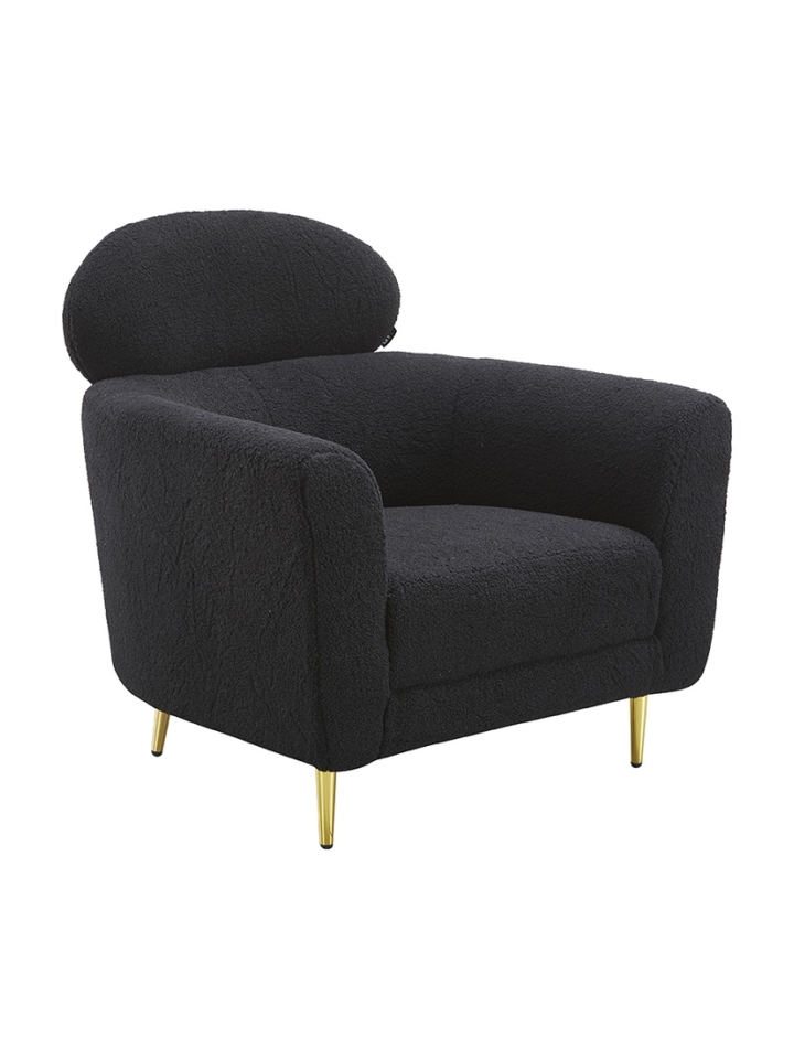 Orleans Teddystof Loungestoel - Zwart