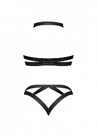 Concordia - Sexy Imitation Leather Bra and Panties with Studs - XXL