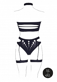 Ananke XII - Three Piece with Choker, Bandeau Top and Pantie with Garters - Plus Size